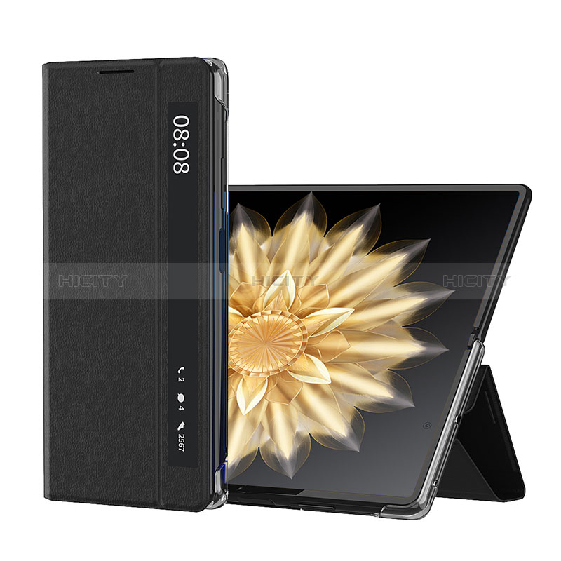 Custodia Lusso Pelle e Plastica Opaca Cover GS3 per Huawei Honor Magic V2 5G Nero