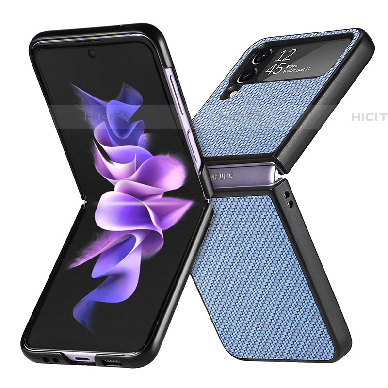 Custodia Lusso Pelle e Plastica Opaca Cover H02 per Samsung Galaxy Z Flip4 5G Blu
