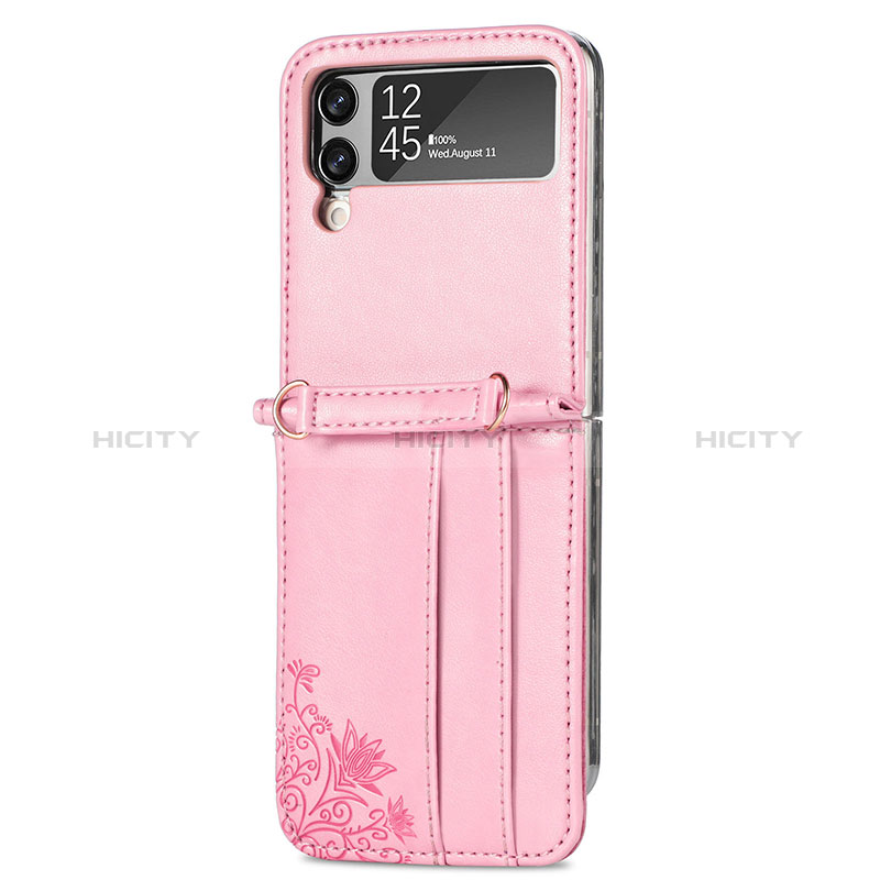 Custodia Lusso Pelle e Plastica Opaca Cover H04 per Samsung Galaxy Z Flip3 5G Oro Rosa