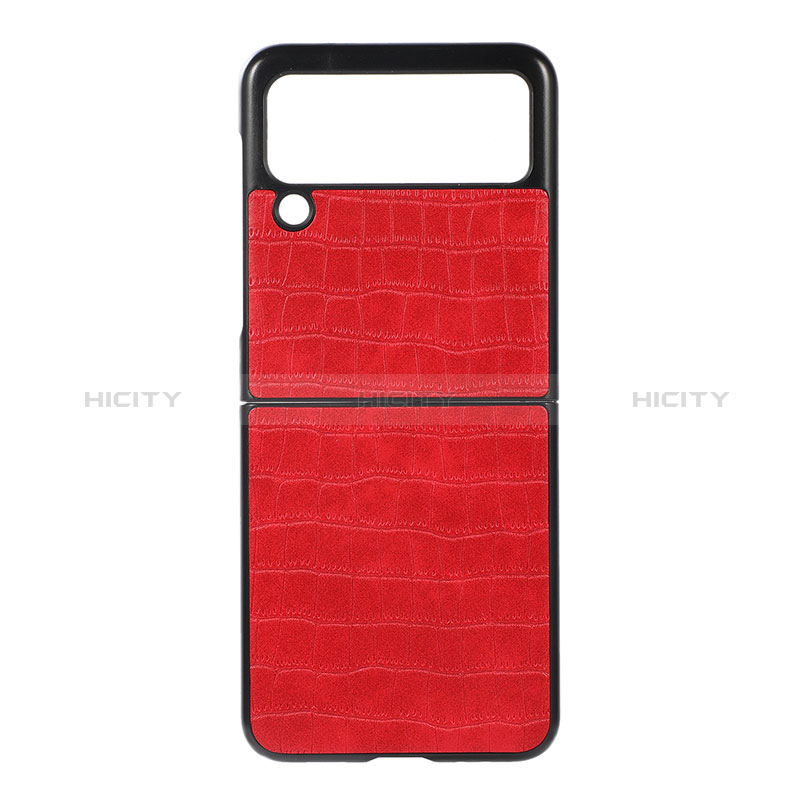 Custodia Lusso Pelle e Plastica Opaca Cover H06 per Samsung Galaxy Z Flip3 5G Rosso