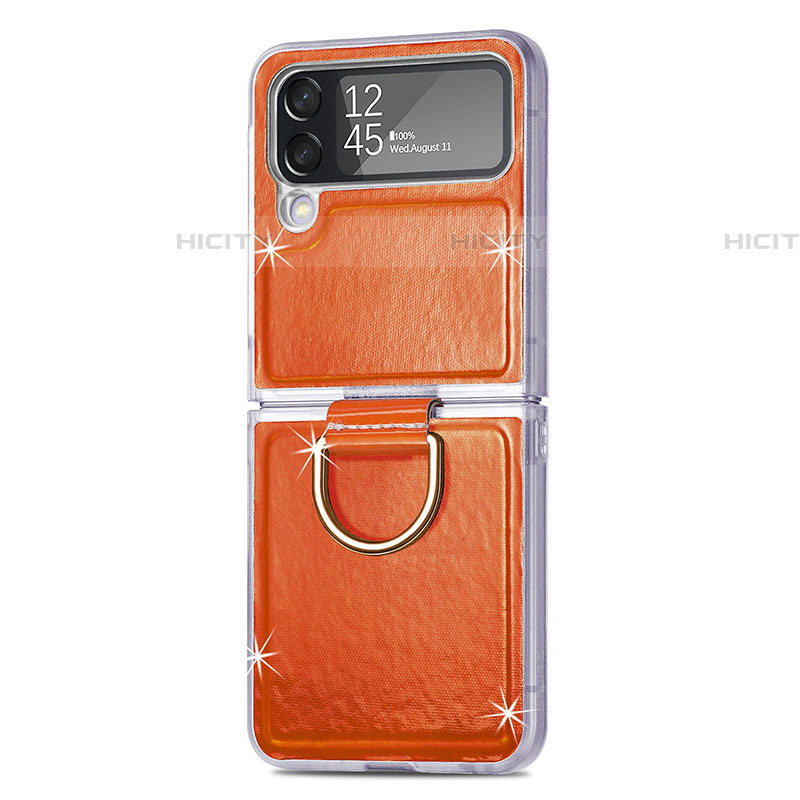 Custodia Lusso Pelle e Plastica Opaca Cover H08 per Samsung Galaxy Z Flip4 5G Arancione