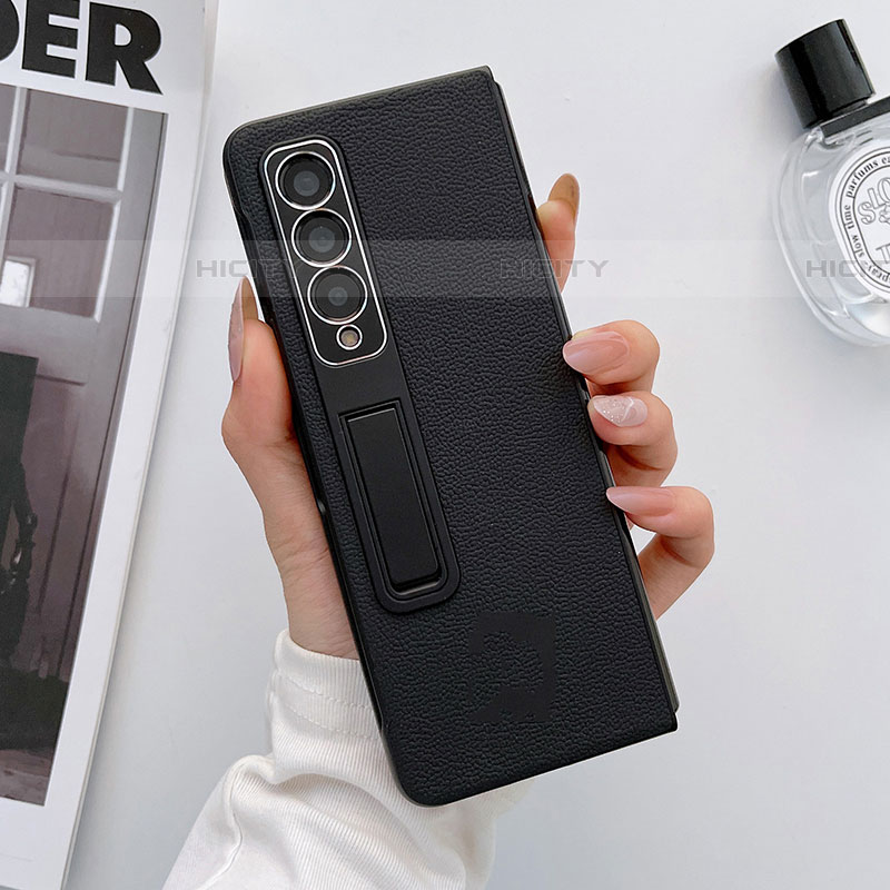 Custodia Lusso Pelle e Plastica Opaca Cover L09 per Samsung Galaxy Z Fold4 5G Nero