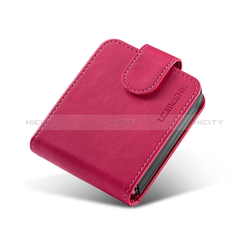 Custodia Lusso Pelle e Plastica Opaca Cover LC1 per Samsung Galaxy Z Flip3 5G Rosa Caldo