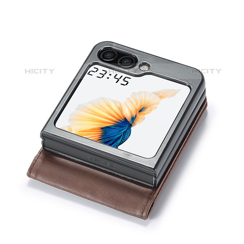 Custodia Lusso Pelle e Plastica Opaca Cover LC5 per Samsung Galaxy Z Flip5 5G
