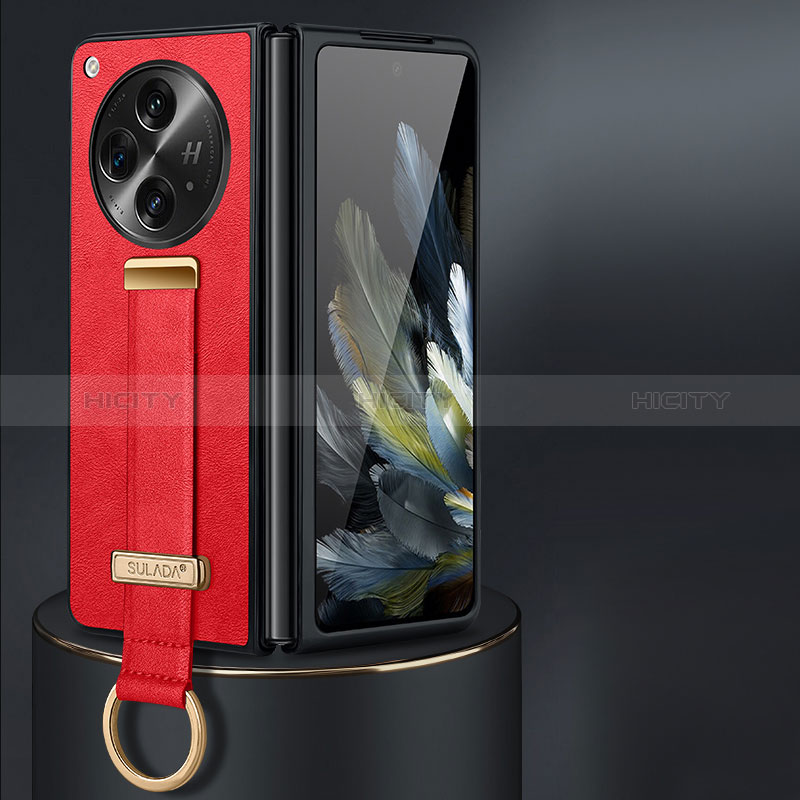 Custodia Lusso Pelle e Plastica Opaca Cover LD1 per OnePlus Open 5G Rosso