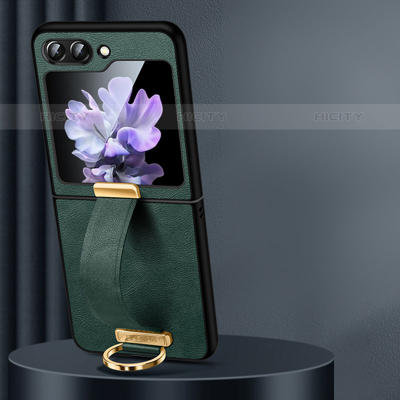 Custodia Lusso Pelle e Plastica Opaca Cover LD1 per Samsung Galaxy Z Flip5 5G Verde
