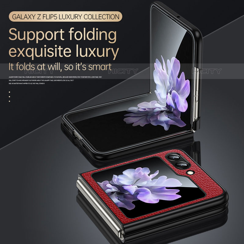 Custodia Lusso Pelle e Plastica Opaca Cover LD3 per Samsung Galaxy Z Flip5 5G