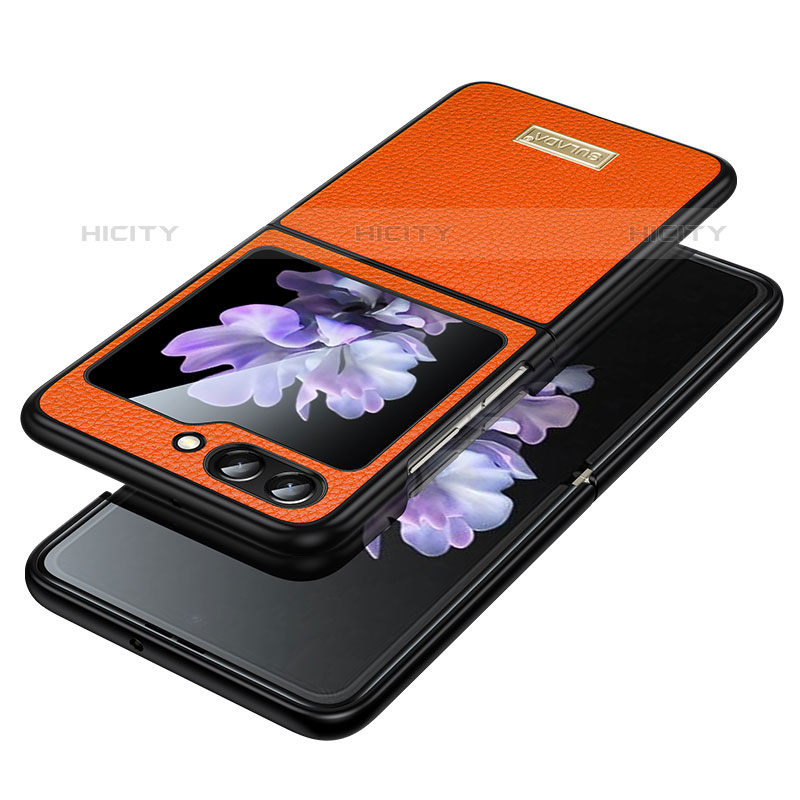 Custodia Lusso Pelle e Plastica Opaca Cover LD3 per Samsung Galaxy Z Flip5 5G Arancione