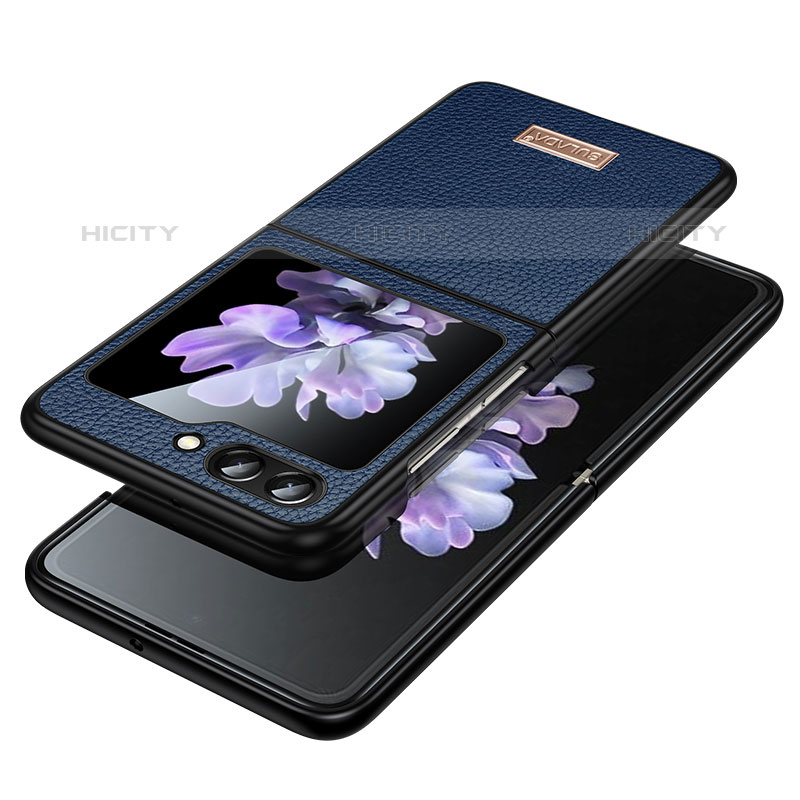 Custodia Lusso Pelle e Plastica Opaca Cover LD3 per Samsung Galaxy Z Flip5 5G Blu