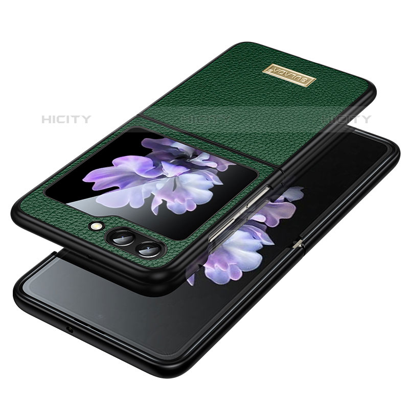 Custodia Lusso Pelle e Plastica Opaca Cover LD3 per Samsung Galaxy Z Flip5 5G Verde