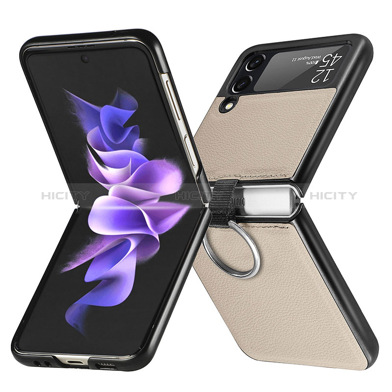 Custodia Lusso Pelle e Plastica Opaca Cover per Samsung Galaxy Z Flip3 5G Oro