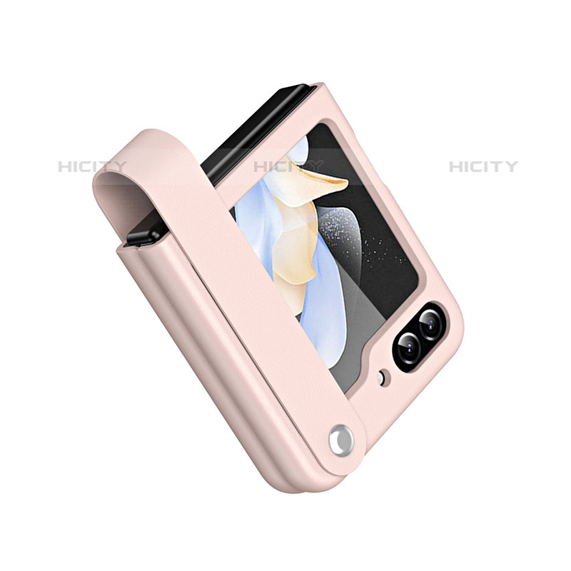 Custodia Lusso Pelle e Plastica Opaca Cover QH1 per Samsung Galaxy Z Flip5 5G Oro Rosa