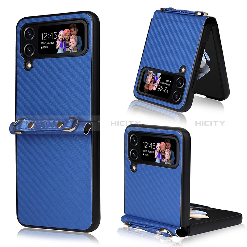 Custodia Lusso Pelle e Plastica Opaca Cover R01 per Samsung Galaxy Z Flip3 5G Blu