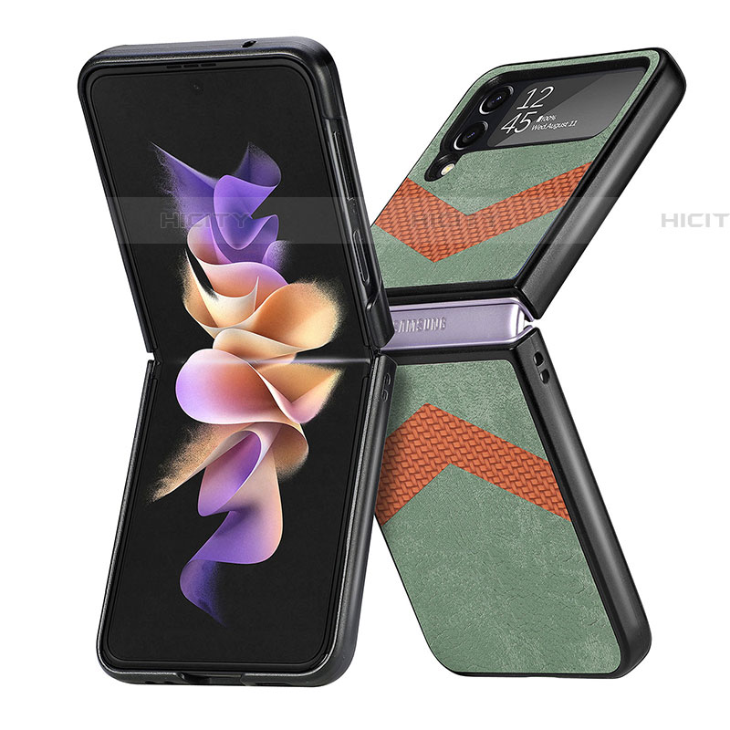 Custodia Lusso Pelle e Plastica Opaca Cover R03 per Samsung Galaxy Z Flip4 5G Verde