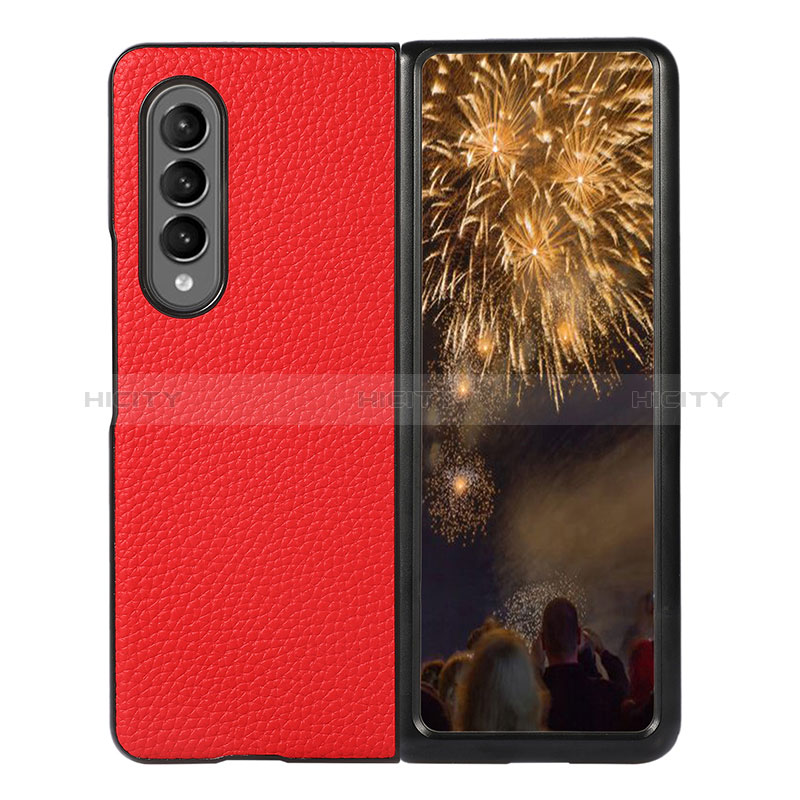 Custodia Lusso Pelle e Plastica Opaca Cover R03 per Samsung Galaxy Z Fold3 5G Rosso