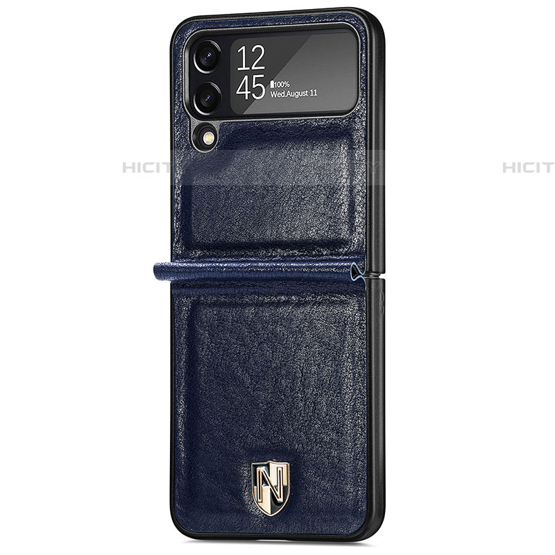 Custodia Lusso Pelle e Plastica Opaca Cover R05 per Samsung Galaxy Z Flip4 5G Blu