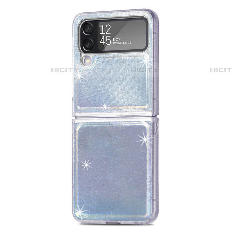 Custodia Lusso Pelle e Plastica Opaca Cover R08 per Samsung Galaxy Z Flip4 5G Argento