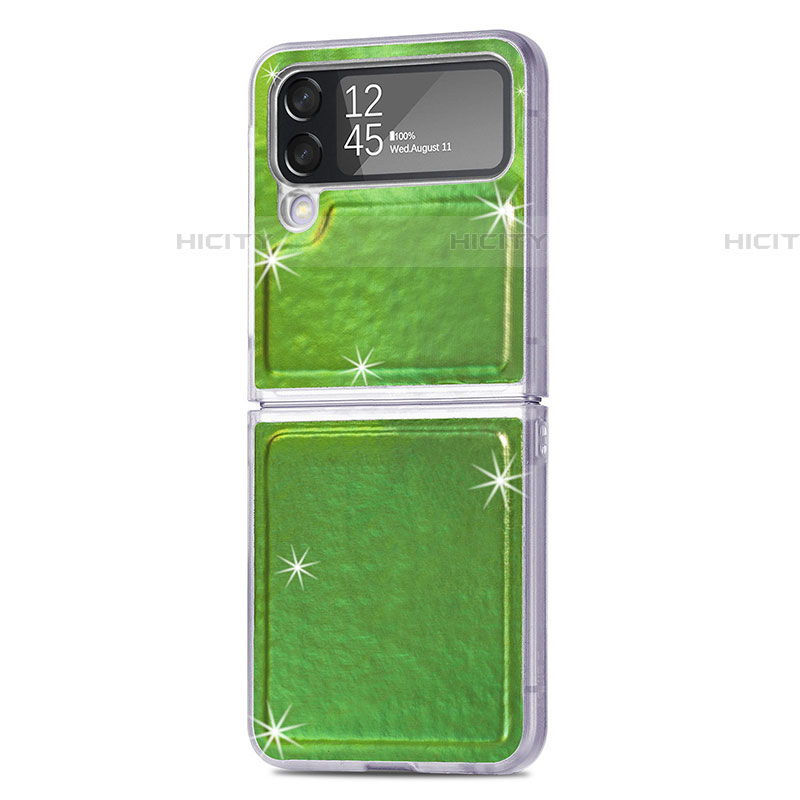 Custodia Lusso Pelle e Plastica Opaca Cover R08 per Samsung Galaxy Z Flip4 5G Verde