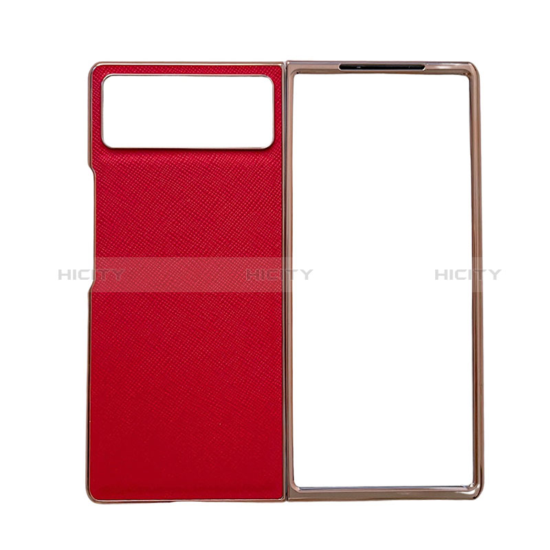 Custodia Lusso Pelle e Plastica Opaca Cover S01 per Xiaomi Mix Fold 2 5G Rosso