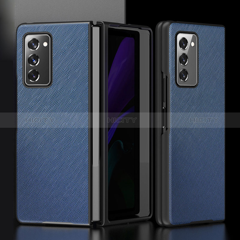 Custodia Lusso Pelle e Plastica Opaca Cover S05 per Samsung Galaxy Z Fold2 5G Blu
