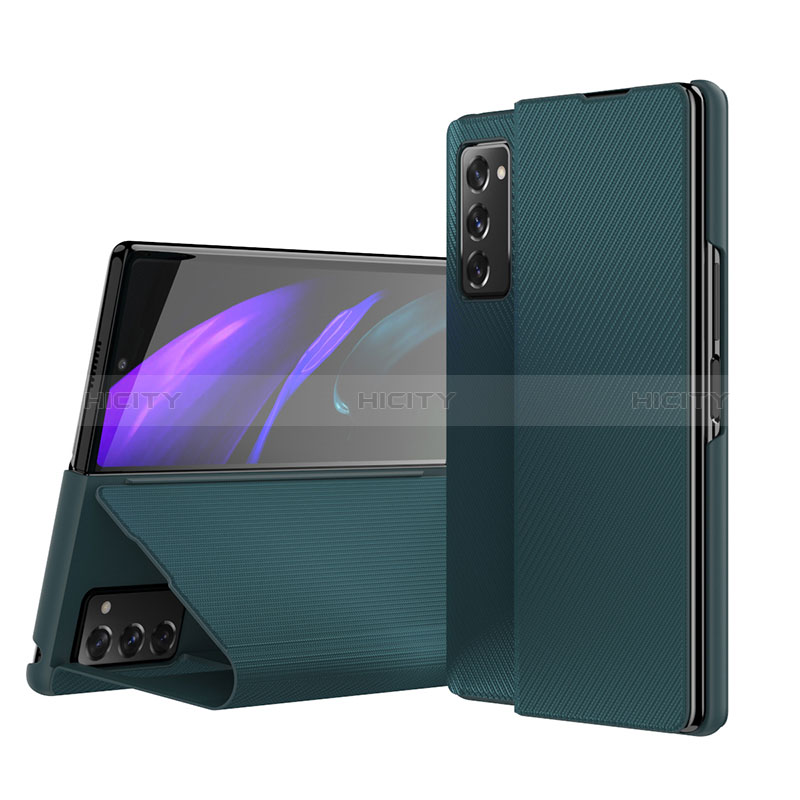 Custodia Lusso Pelle e Plastica Opaca Cover S07 per Samsung Galaxy Z Fold2 5G Verde