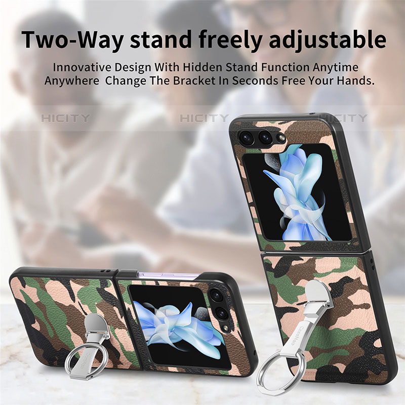 Custodia Lusso Pelle e Plastica Opaca Cover S09D per Samsung Galaxy Z Flip5 5G