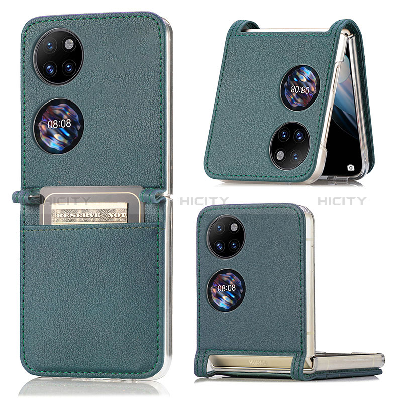 Custodia Lusso Pelle e Plastica Opaca Cover SD1 per Huawei Pocket S Verde