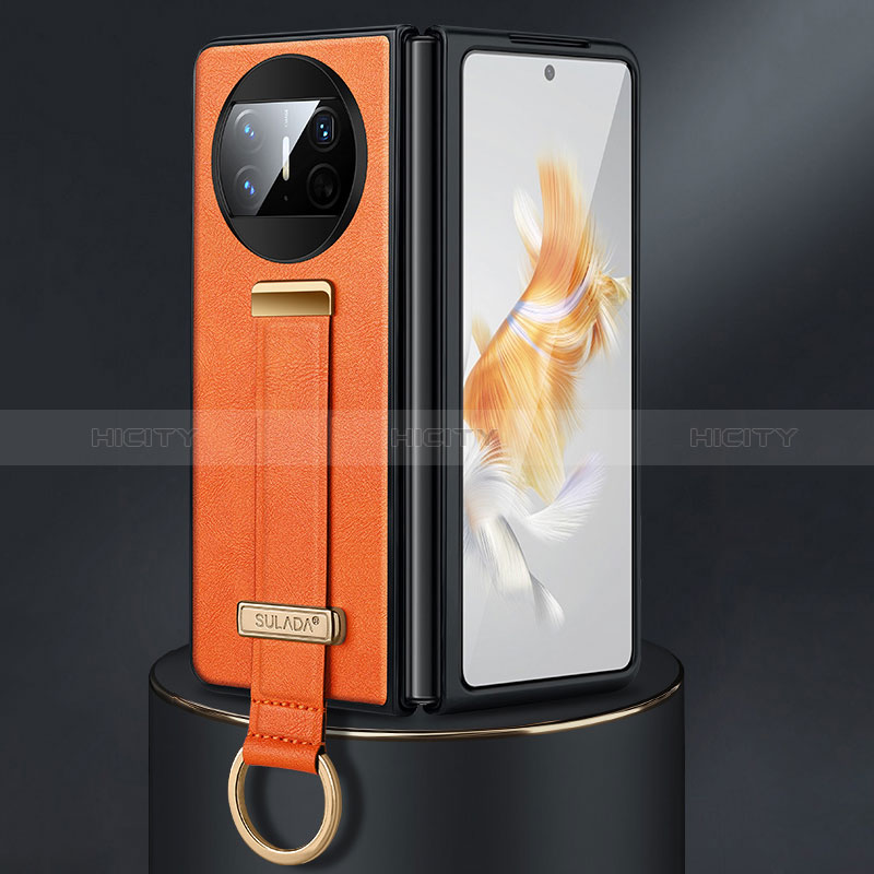 Custodia Lusso Pelle e Plastica Opaca Cover SD3 per Huawei Mate X3 Arancione