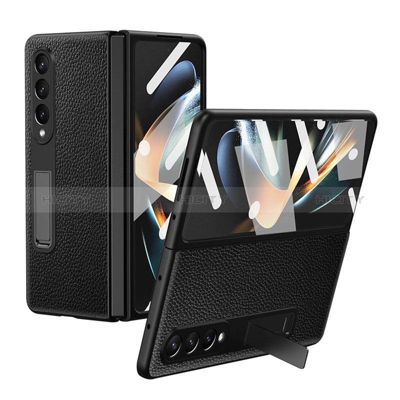 Custodia Lusso Pelle e Plastica Opaca Cover T01 per Samsung Galaxy Z Fold3 5G Nero