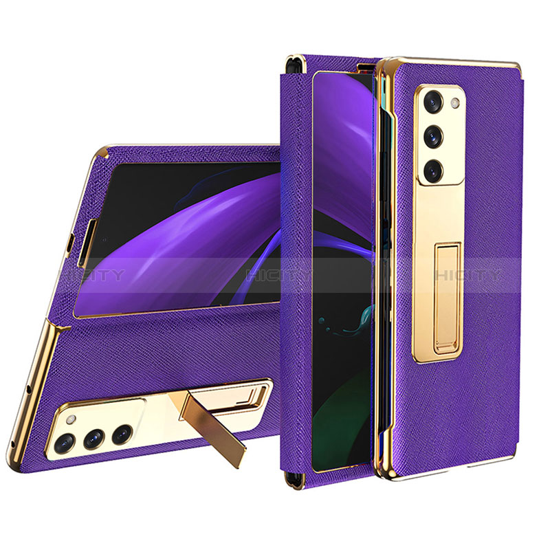 Custodia Lusso Pelle e Plastica Opaca Cover T02 per Samsung Galaxy Z Fold2 5G Viola