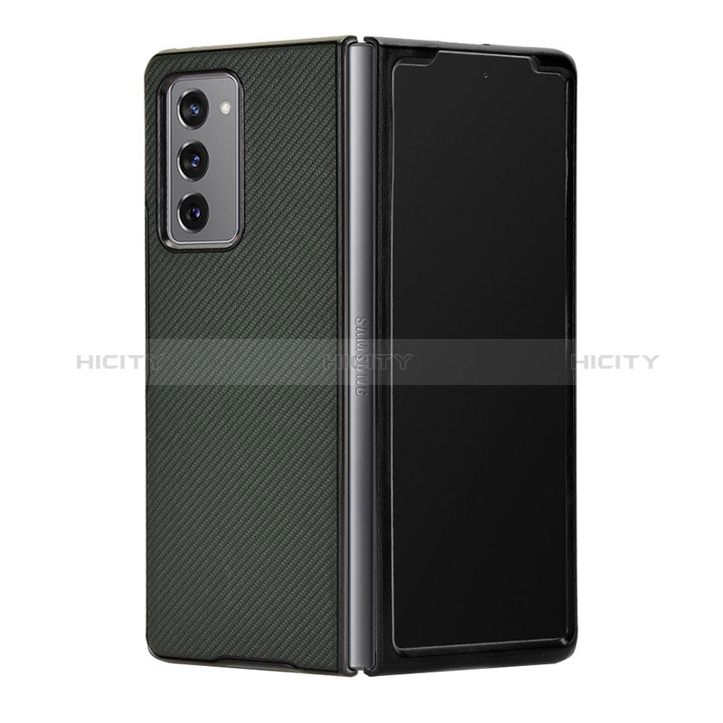 Custodia Lusso Pelle e Plastica Opaca Cover T03 per Samsung Galaxy Z Fold2 5G Verde