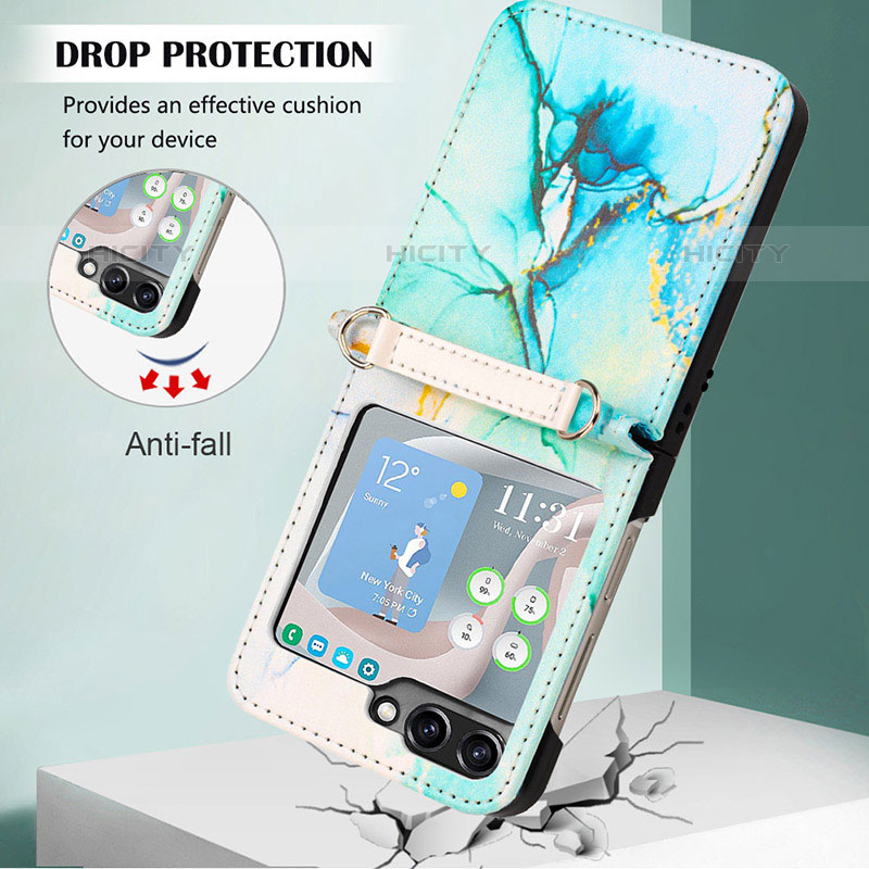 Custodia Lusso Pelle e Plastica Opaca Cover YB2 per Samsung Galaxy Z Flip5 5G