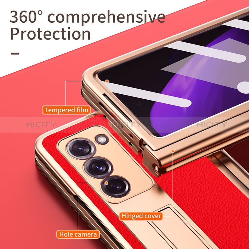 Custodia Lusso Pelle e Plastica Opaca Cover Z05 per Samsung Galaxy Z Fold2 5G
