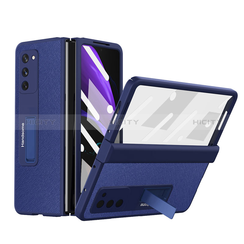 Custodia Lusso Pelle e Plastica Opaca Cover Z06 per Samsung Galaxy Z Fold2 5G Blu