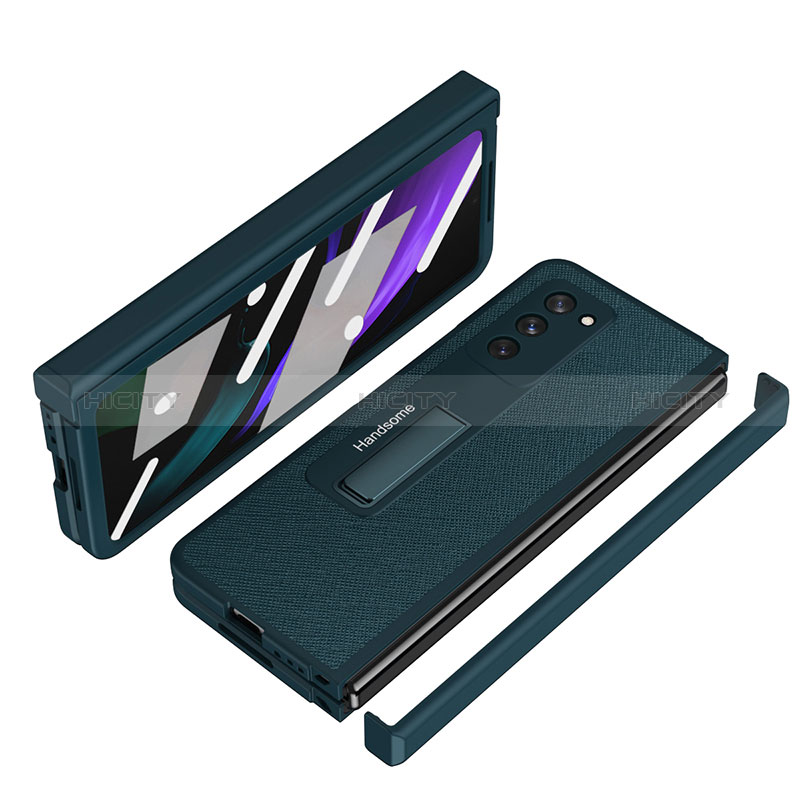 Custodia Lusso Pelle e Plastica Opaca Cover Z07 per Samsung Galaxy Z Fold2 5G Verde