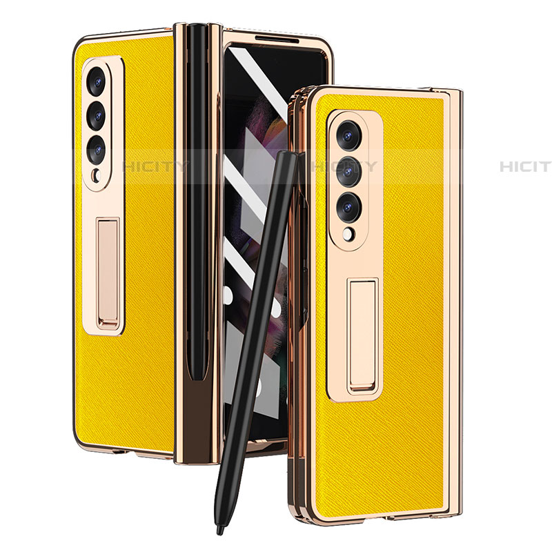 Custodia Lusso Pelle e Plastica Opaca Cover ZL5 per Samsung Galaxy Z Fold4 5G Giallo