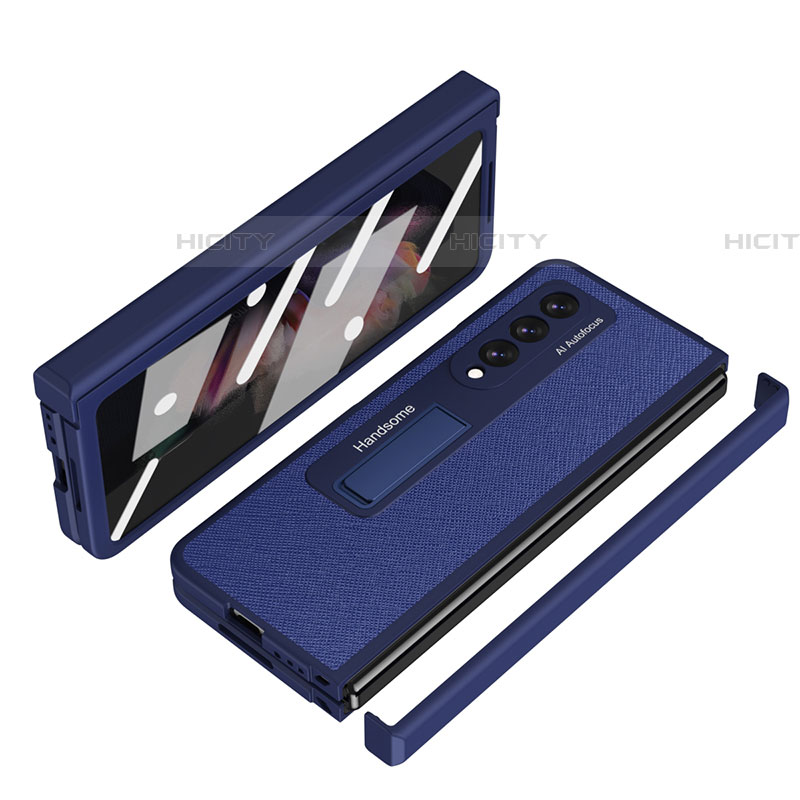 Custodia Lusso Pelle e Plastica Opaca Cover ZL7 per Samsung Galaxy Z Fold4 5G Blu