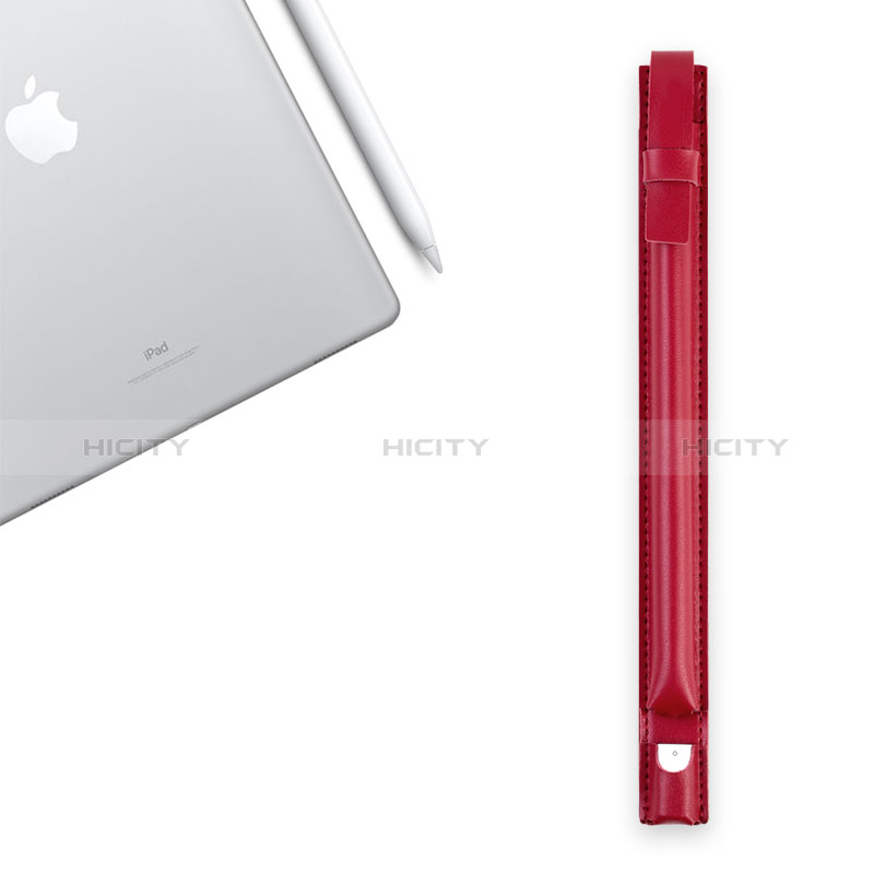 Custodia Pelle Elastico Cover Manicotto Staccabile P04 per Apple Pencil Apple iPad Pro 12.9 (2017) Rosso