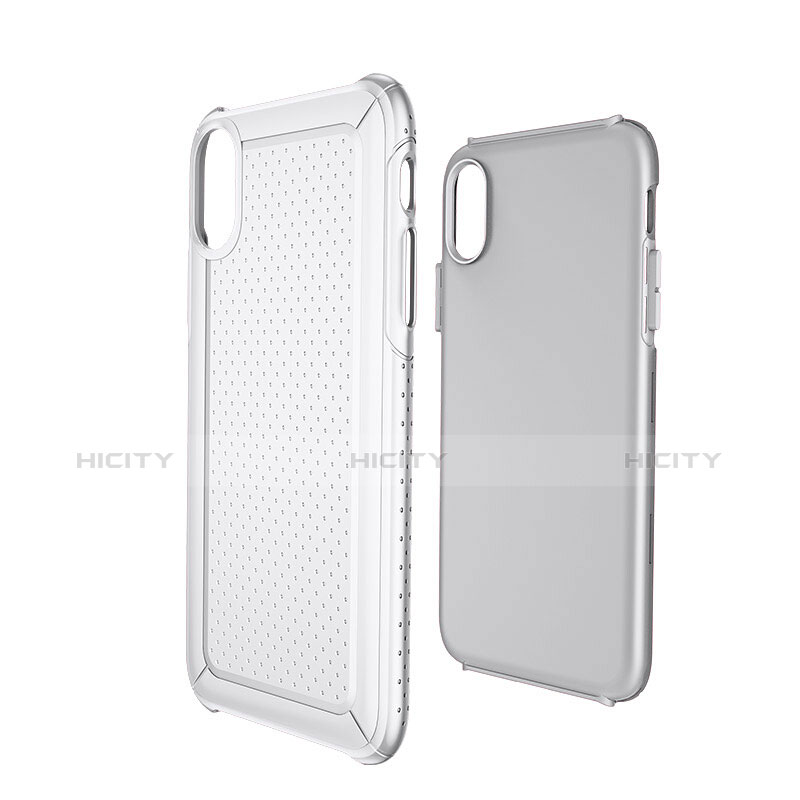 Custodia Plastica e Silicone Perforato per Apple iPhone X Bianco