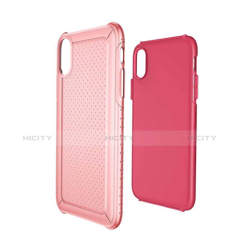 Custodia Plastica e Silicone Perforato per Apple iPhone X Rosa