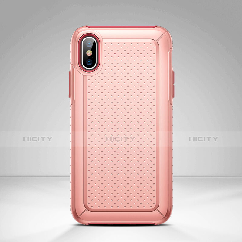 Custodia Plastica e Silicone Perforato per Apple iPhone Xs Rosa