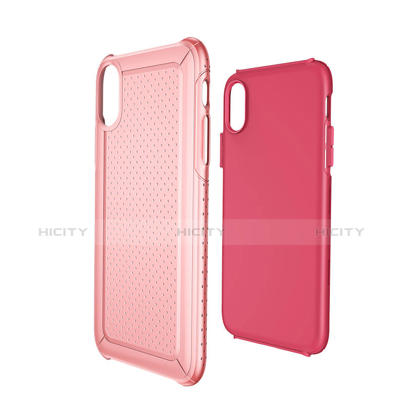 Custodia Plastica e Silicone Perforato per Apple iPhone Xs Rosa
