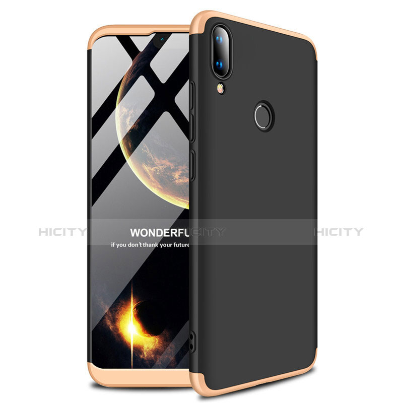 Custodia Plastica Rigida Cover Opaca A01 per Huawei Y9 (2019) Oro e Nero