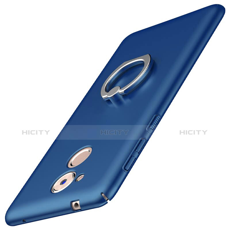 Custodia Plastica Rigida Cover Opaca con Anello Supporto A01 per Huawei Enjoy 6S Blu