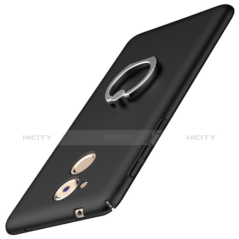 Custodia Plastica Rigida Cover Opaca con Anello Supporto A01 per Huawei Enjoy 6S Nero