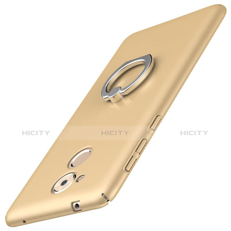 Custodia Plastica Rigida Cover Opaca con Anello Supporto A01 per Huawei Enjoy 6S Oro