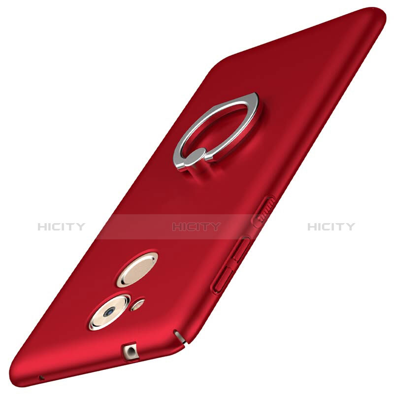Custodia Plastica Rigida Cover Opaca con Anello Supporto A01 per Huawei Enjoy 6S Rosso