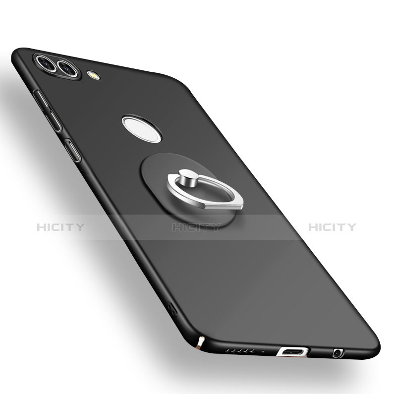 Custodia Plastica Rigida Cover Opaca con Anello Supporto A01 per Huawei Enjoy 8 Plus Nero