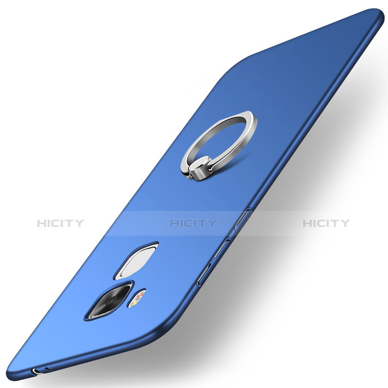 Custodia Plastica Rigida Cover Opaca con Anello Supporto A01 per Huawei G9 Plus Blu