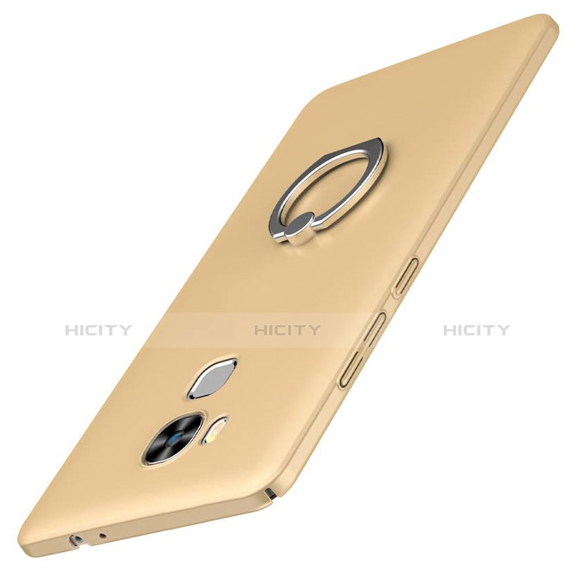 Custodia Plastica Rigida Cover Opaca con Anello Supporto A01 per Huawei G9 Plus Oro